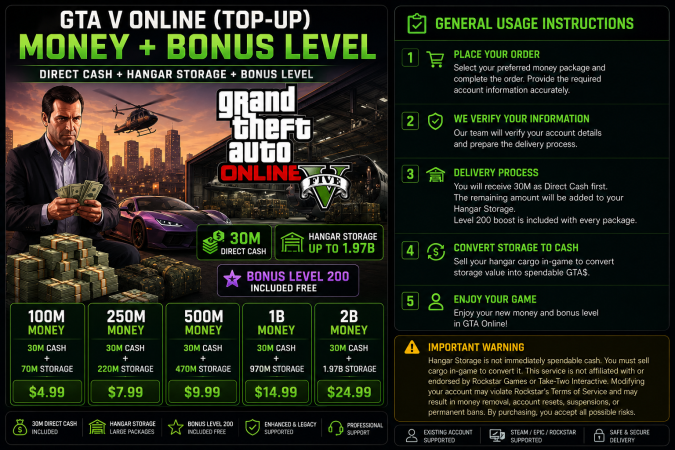 GTA V Online Money + Bonus Level