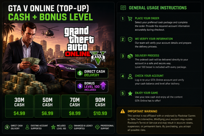 GTA V Online Cash + Bonus Level